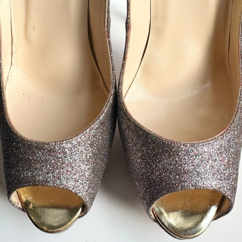 🌺 CHRISTIAN LOUBOUTIN🌺 Lady Peep 150 Glitter Pumps Size: 40 - Picture 12 of 15